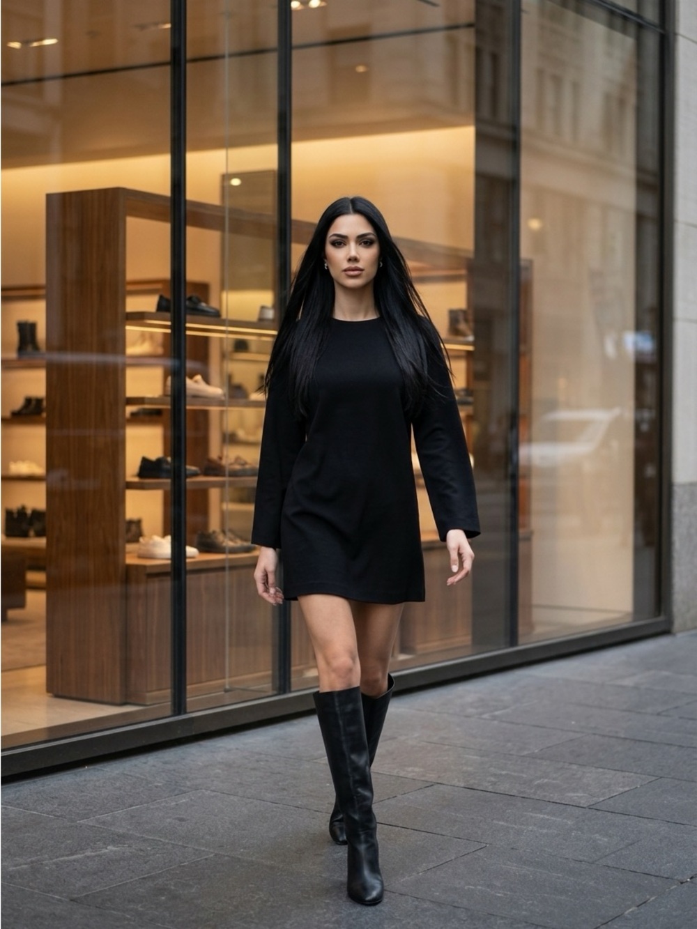 NWOT Zara Long Sleeve Mini Dress Black